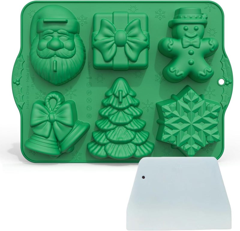 Apiocmy 3D Christmas Silicone Baking Molds with Scraper - Image 1